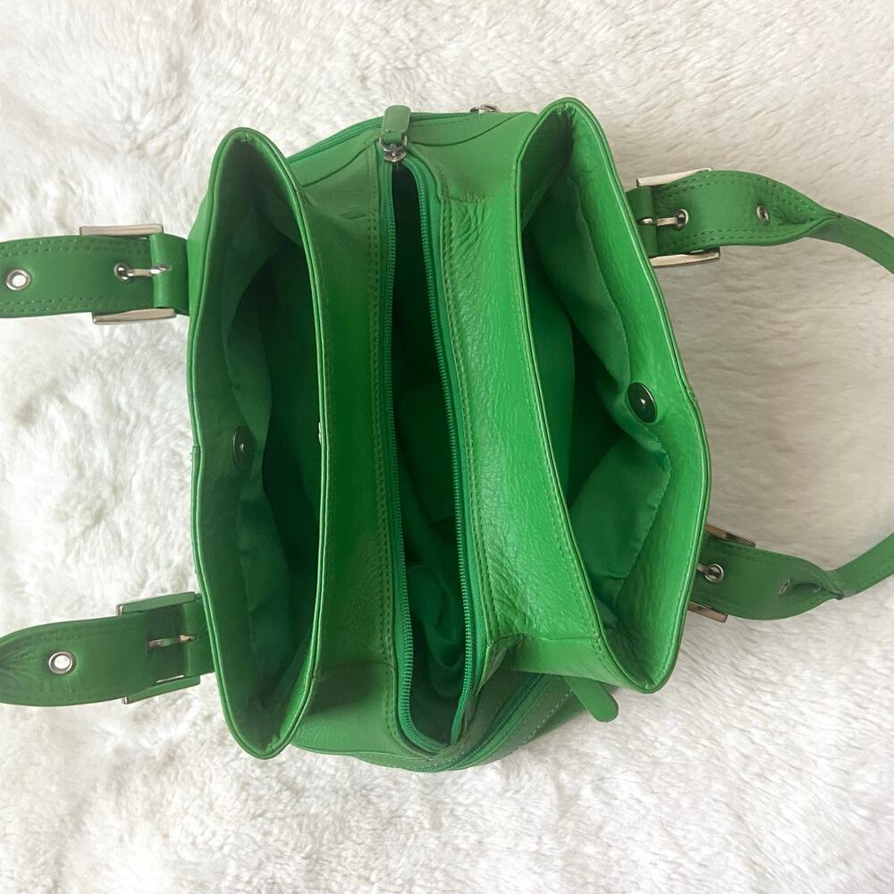 Vintage Tommy & Kate Y2K Apple Green Genuine Leather Buckle Shoulder Bag - Picture 7 of 13